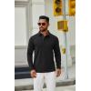 COOFANDY Mens Long Sleeve Polo Shirts Button Casual Tee Collared Work Pullover Shirts(A Black)