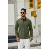 COOFANDY Mens Long Sleeve Polo Shirts Button Casual Tee Collared Work Pullover Shirts(Army Green)
