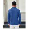 COOFANDY Mens Long Sleeve Polo Shirts Button Casual Tee Collared Work Pullover Shirts(Blue)