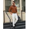 COOFANDY Mens Long Sleeve Polo Shirts Button Casual Tee Collared Work Pullover Shirts(Caramel)