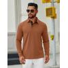 COOFANDY Mens Long Sleeve Polo Shirts Button Casual Tee Collared Work Pullover Shirts(Caramel)