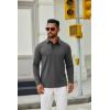 COOFANDY Mens Long Sleeve Polo Shirts Button Casual Tee Collared Work Pullover Shirts(Dark Grey)