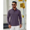 COOFANDY Mens Long Sleeve Polo Shirts Button Casual Tee Collared Work Pullover Shirts(Dark Purple)