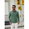 COOFANDY Mens Long Sleeve Polo Shirts Button Casual Tee Collared Work Pullover Shirts(Green)