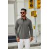 COOFANDY Mens Long Sleeve Polo Shirts Button Casual Tee Collared Work Pullover Shirts(Light Grey)