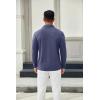 COOFANDY Mens Long Sleeve Polo Shirts Button Casual Tee Collared Work Pullover Shirts(Navy Blue)