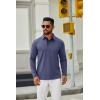 COOFANDY Mens Long Sleeve Polo Shirts Button Casual Tee Collared Work Pullover Shirts(Navy Blue)