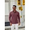 COOFANDY Mens Long Sleeve Polo Shirts Button Casual Tee Collared Work Pullover Shirts(Wine Red)