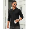 COOFANDY Mens Long Sleeve Polo Shirts Cotton Collared Shirts Casual Business Polo Classic Golf T Shirts(All Black)