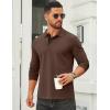 COOFANDY Mens Long Sleeve Polo Shirts Cotton Collared Shirts Casual Business Polo Classic Golf T Shirts(Brown)