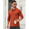 COOFANDY Mens Long Sleeve Polo Shirts Cotton Collared Shirts Casual Business Polo Classic Golf T Shirts(Caramel)