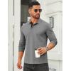 COOFANDY Mens Long Sleeve Polo Shirts Cotton Collared Shirts Casual Business Polo Classic Golf T Shirts(Dark Grey)