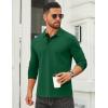 COOFANDY Mens Long Sleeve Polo Shirts Cotton Collared Shirts Casual Business Polo Classic Golf T Shirts(Green)