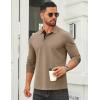COOFANDY Mens Long Sleeve Polo Shirts Cotton Collared Shirts Casual Business Polo Classic Golf T Shirts(Khaki)