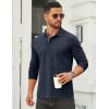 COOFANDY Mens Long Sleeve Polo Shirts Cotton Collared Shirts Casual Business Polo Classic Golf T Shirts(Navy Blue)