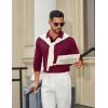 COOFANDY Mens Long Sleeve Polo Shirts Cotton Collared Shirts Casual Business Polo Classic Golf T Shirts(Wine Red)