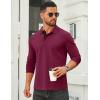 COOFANDY Mens Long Sleeve Polo Shirts Cotton Collared Shirts Casual Business Polo Classic Golf T Shirts(Wine Red)