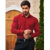 COOFANDY Men’s Muscle Fit Dress Shirts Wrinkle Free Long Sleeve Button Down Shirt Stretch Business Shirt(Red)