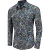COOFANDY Mens Paisley Printed Shirts Casual Long Sleeve Button Down Shirts Floral Dress Shirt with Pockets(Dark Blue)