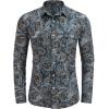 COOFANDY Mens Paisley Printed Shirts Casual Long Sleeve Button Down Shirts Floral Dress Shirt with Pockets(Dark Blue)