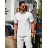 COOFANDY Men’s Polo Shirts 100% Cotton Heavyweight Short Sleeve Button Golf Shirts Classic Pullover Ribbed Collar and Cuffs(All White)