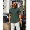 COOFANDY Men’s Polo Shirts 100% Cotton Heavyweight Short Sleeve Button Golf Shirts Classic Pullover Ribbed Collar and Cuffs(Green)