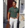 COOFANDY Men’s Polo Shirts 100% Cotton Heavyweight Short Sleeve Button Golf Shirts Classic Pullover Ribbed Collar and Cuffs(Green)
