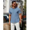 COOFANDY Men’s Polo Shirts 100% Cotton Heavyweight Short Sleeve Button Golf Shirts Classic Pullover Ribbed Collar and Cuffs(Grey Blue)