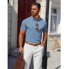 COOFANDY Men’s Polo Shirts 100% Cotton Heavyweight Short Sleeve Button Golf Shirts Classic Pullover Ribbed Collar and Cuffs(Grey Blue)