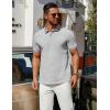COOFANDY Men’s Polo Shirts 100% Cotton Heavyweight Short Sleeve Button Golf Shirts Classic Pullover Ribbed Collar and Cuffs(Light Grey)