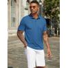 COOFANDY Mens Polo Shirts Short Sleeve Casual Golf Shirt Basic Solid Color Collared T-Shirt Stylish Summer Polo T Shirt(Blue)