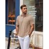 COOFANDY Mens Polo Shirts Short Sleeve Casual Golf Shirt Basic Solid Color Collared T-Shirt Stylish Summer Polo T Shirt(Khaki)