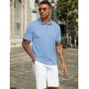 COOFANDY Mens Polo Shirts Short Sleeve Casual Golf Shirt Basic Solid Color Collared T-Shirt Stylish Summer Polo T Shirt(Light Blue)