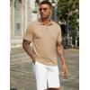 COOFANDY Mens Polo Shirts Short Sleeve Casual Golf Shirt Basic Solid Color Collared T-Shirt Stylish Summer Polo T Shirt(Light Khaki)