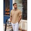 COOFANDY Mens Polo Shirts Short Sleeve Casual Golf Shirt Basic Solid Color Collared T-Shirt Stylish Summer Polo T Shirt(Light Khaki)