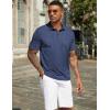 COOFANDY Mens Polo Shirts Short Sleeve Casual Golf Shirt Basic Solid Color Collared T-Shirt Stylish Summer Polo T Shirt(Navy Blue)