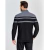 COOFANDY Men’s Quarter Zip Up Sweaters Slim Fit Lightweight Mock Neck Pullover Casual Polo Sweaters(Gray Stripes/Black Background)