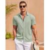 COOFANDY Mens Shirts Button Up Short Sleeve Button Down Shirt Casual Button Down Shirt Light Green