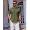 COOFANDY Mens Short Sleeve Button Down Shirt Wrinkle Free Dress Shirts Casual Summer Untucked Shirt(Army Green)