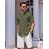 COOFANDY Mens Short Sleeve Button Down Shirt Wrinkle Free Dress Shirts Casual Summer Untucked Shirt(Army Green)