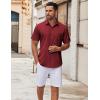 COOFANDY Mens Short Sleeve Button Down Shirt Wrinkle Free Dress Shirts Casual Summer Untucked Shirt(Wine Red)