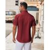 COOFANDY Mens Short Sleeve Button Down Shirt Wrinkle Free Dress Shirts Casual Summer Untucked Shirt(Wine Red)