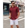 COOFANDY Mens Short Sleeve Button Down Shirt Wrinkle Free Dress Shirts Casual Summer Untucked Shirt(Wine Red)