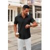 COOFANDY Mens Short Sleeve Button Down Shirts Casual Dress Shirts for Men Summer Untucked Shirts with Pocket(Black)