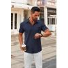 COOFANDY Mens Short Sleeve Button Down Shirts Casual Dress Shirts for Men Summer Untucked Shirts with Pocket(Dark Blue)