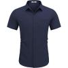 COOFANDY Mens Short Sleeve Button Down Shirts Casual Dress Shirts for Men Summer Untucked Shirts with Pocket(Dark Navy)