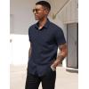 COOFANDY Mens Short Sleeve Button Down Shirts Casual Dress Shirts for Men Summer Untucked Shirts with Pocket(Dark Navy)