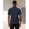 COOFANDY Mens Short Sleeve Button Down Shirts Casual Dress Shirts for Men Summer Untucked Shirts with Pocket(Dark Navy)