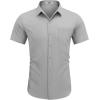 COOFANDY Mens Short Sleeve Button Down Shirts Casual Dress Shirts for Men Summer Untucked Shirts with Pocket(Grey)