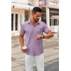 COOFANDY Mens Short Sleeve Button Down Shirts Casual Dress Shirts for Men Summer Untucked Shirts with Pocket(Lavender)